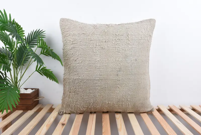 Kilim Pillow Cover, Cushion Case, Vintage Kilim Throw Pillow, Ethnic Throw Pillow, Home Decor Pillow, 28x28 Beige Pillow Case - 1