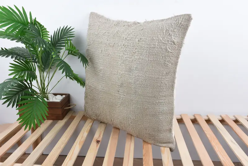 Kilim Pillow Cover, Cushion Case, Vintage Kilim Throw Pillow, Ethnic Throw Pillow, Home Decor Pillow, 28x28 Beige Pillow Case - 5