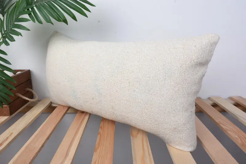 12x24 Beige Pillow Sham, Cushion, Handmade Throw Cushion Case, Boho Pillow Sham Cover, Handmade Kilim Cushion, Vintage Kilim Throw Pillow - 4