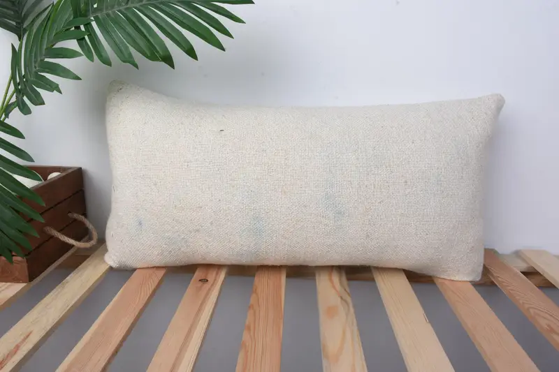 12x24 Beige Pillow Sham, Cushion, Handmade Throw Cushion Case, Boho Pillow Sham Cover, Handmade Kilim Cushion, Vintage Kilim Throw Pillow - 1