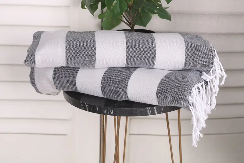 40x18 Cotton Striped Towel, Turkish Towel Hand Towel, Gym Towel, Turkish Tea Towel, Best Friend Gift, Embroidery Towels, Monogram Hand Towel - 3