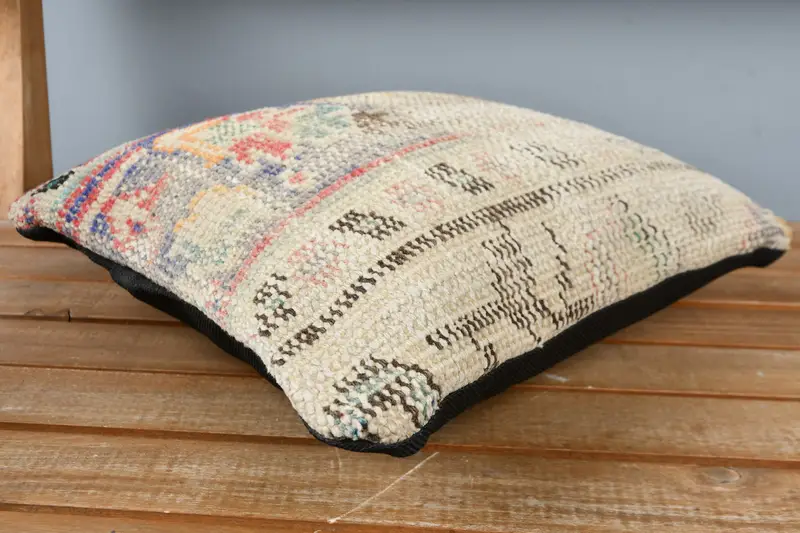 Throw Kilim Pillow, Cushion, Bolster Throw Pillow Sham, Boho Pillow, Pet Cushion, 12x12 Beige Pillow Case, Handwoven Pillow, Kilim Pillow - 3