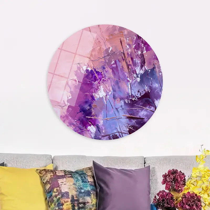現代的なピンクとパープルのプリントキャンバス: 芸術的な室内装飾