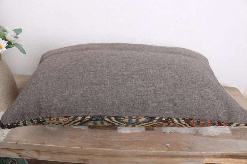 Bolster Throw Cushion, 12x20 Orange Cushion Cover, Ethnical Kilim Rug Pillow, Cushion, Vintage Kilim Pillow, Interior Designer Pillow - 7