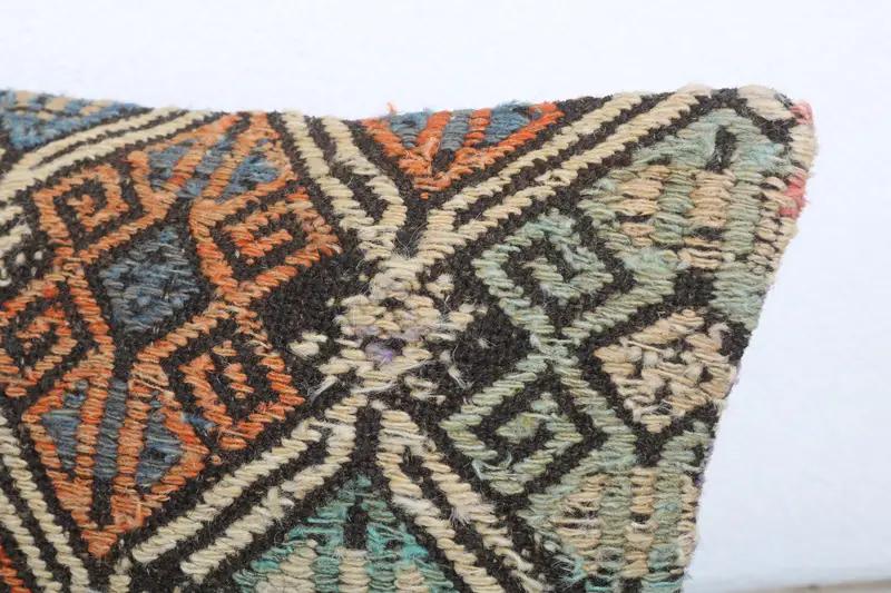 Bolster Throw Cushion, 12x20 Orange Cushion Cover, Ethnical Kilim Rug Pillow, Cushion, Vintage Kilim Pillow, Interior Designer Pillow - 5