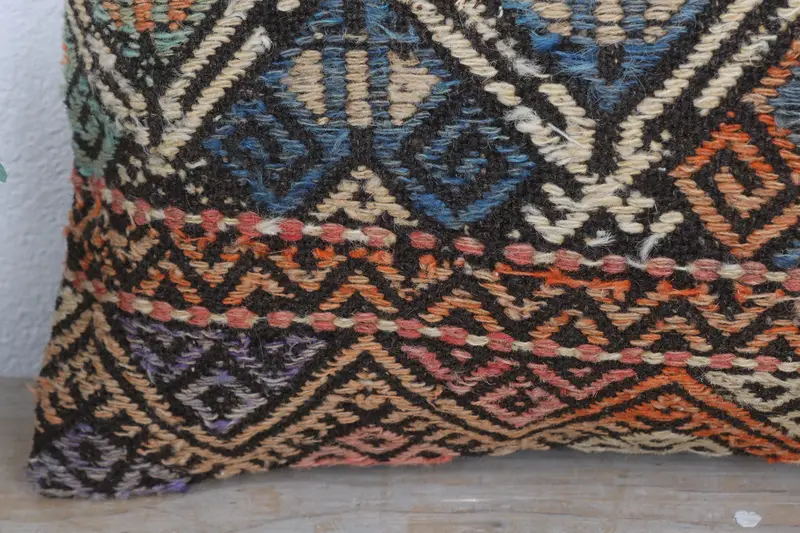 Bolster Throw Cushion, 12x20 Orange Cushion Cover, Ethnical Kilim Rug Pillow, Cushion, Vintage Kilim Pillow, Interior Designer Pillow - 3