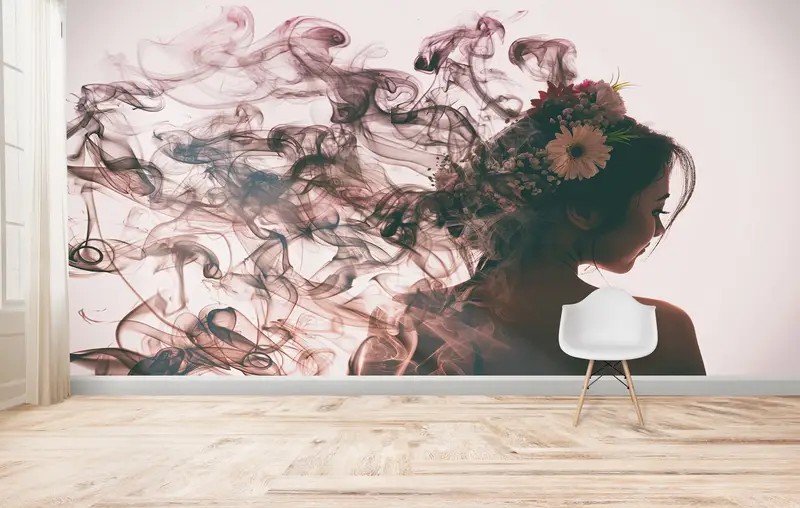 現代の女性の煙の抽象的な壁紙 - プリントアート装飾