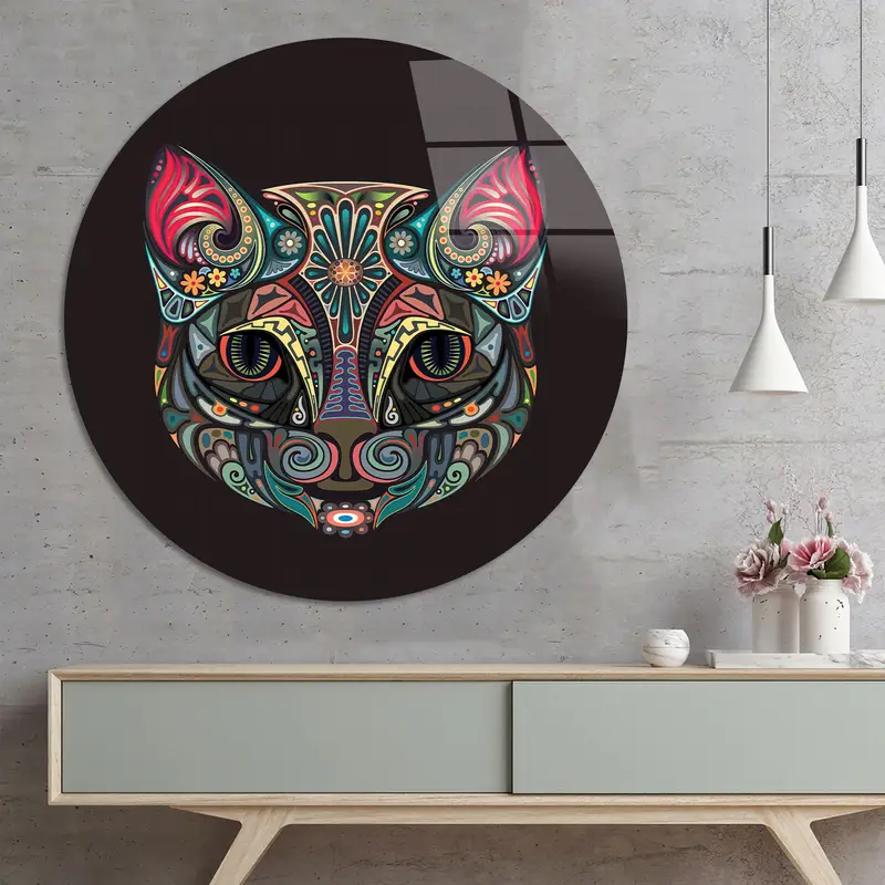 モダンでシュールな抽象猫キャンバスプリント - ユニークな猫愛好家へのギフト