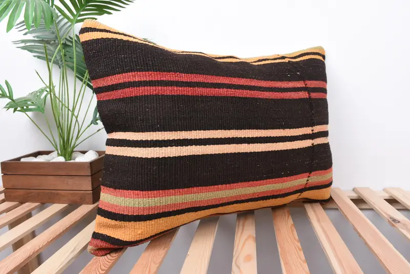 20x28 Brown Pillow Sham, Sustainable Pillow Sham, Antique Pillows, Aztec Pillow Cover, Throw Kilim Pillow, Cushion Cover, Turkish Kilim Pillow - 4