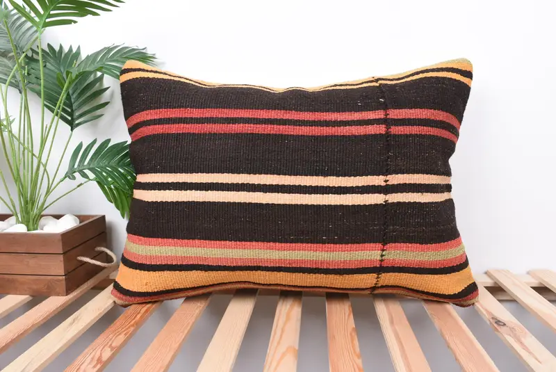 20x28 Brown Pillow Sham, Sustainable Pillow Sham, Antique Pillows, Aztec Pillow Cover, Throw Kilim Pillow, Cushion Cover, Turkish Kilim Pillow - 1