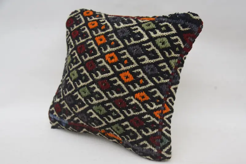 Vintage Pillow, Cushion Case, Morroccon Kilim Cushion Pillow Sham, 12x12 Red Pillow, Retro Throw Pillow, Home Decor Pillow, Antique Pillows - 3