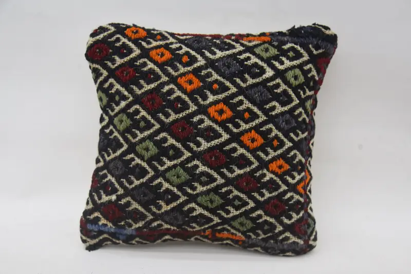 Vintage Pillow, Cushion Case, Morroccon Kilim Cushion Pillow Sham, 12x12 Red Pillow, Retro Throw Pillow, Home Decor Pillow, Antique Pillows - 1