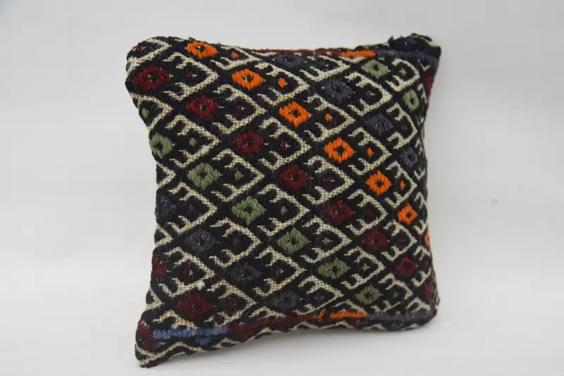 Vintage Pillow, Cushion Case, Morroccon Kilim Cushion Pillow Sham, 12x12 Red Pillow, Retro Throw Pillow, Home Decor Pillow, Antique Pillows - 2