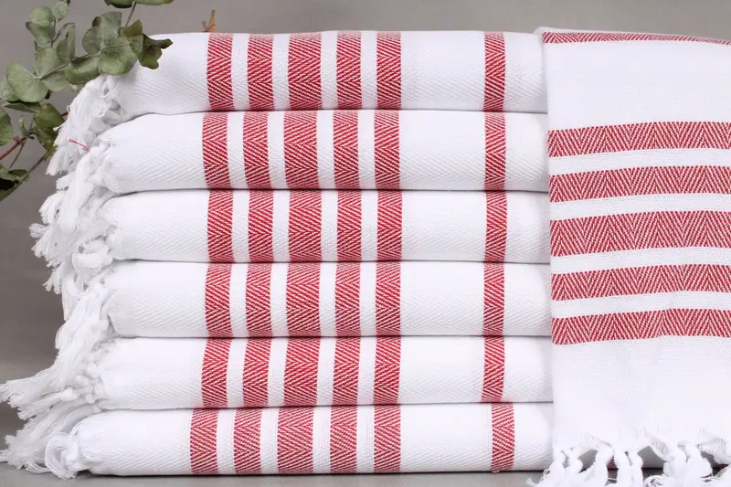 Turkish Towel Wedding Gift Red Chevron, Beige, 24x36 Inches