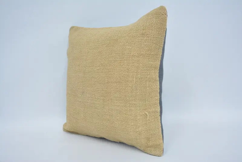Vintage Yastık, Kilim Yastığı Kapağı, Rahat Atma Yastık Kılıfı, 14x14 Bej Yastığı, Vintage Kilim Tırtı Yastığı, Yastık Örtüsü - 4