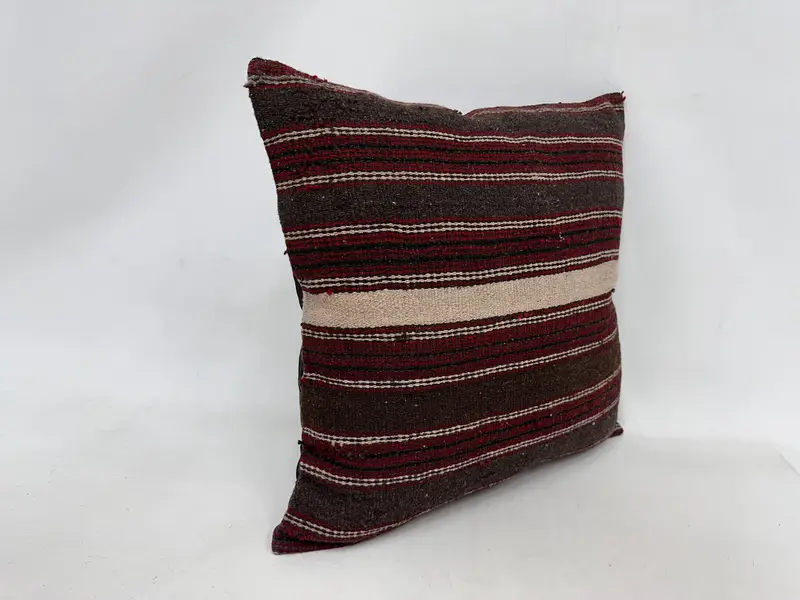 24x24 Red Pillow Cover, Pillow Case, Handmade Kilim Cushion, Turkish Kilim Pillow, Handmade Pillow Sham, Pet Pillow Case, Throw Kilim Pillow - 3