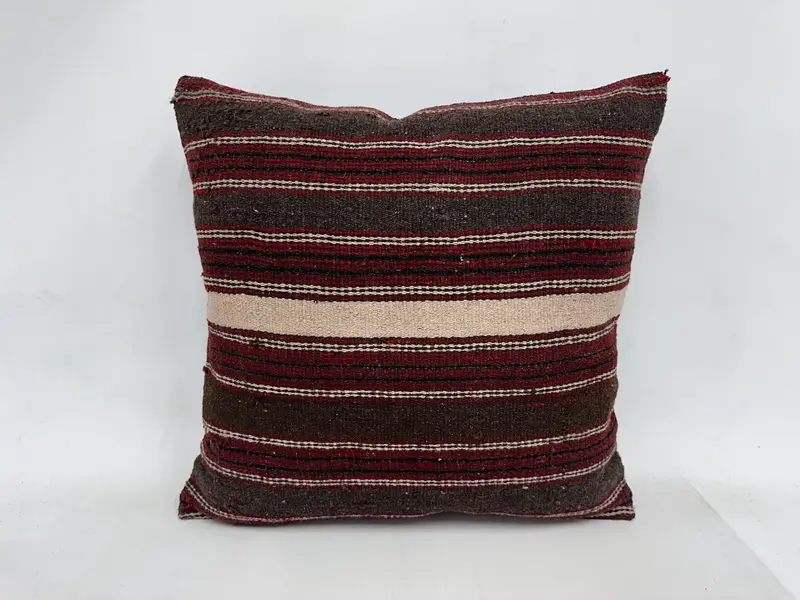 24x24 Red Pillow Cover, Pillow Case, Handmade Kilim Cushion, Turkish Kilim Pillow, Handmade Pillow Sham, Pet Pillow Case, Throw Kilim Pillow - 1