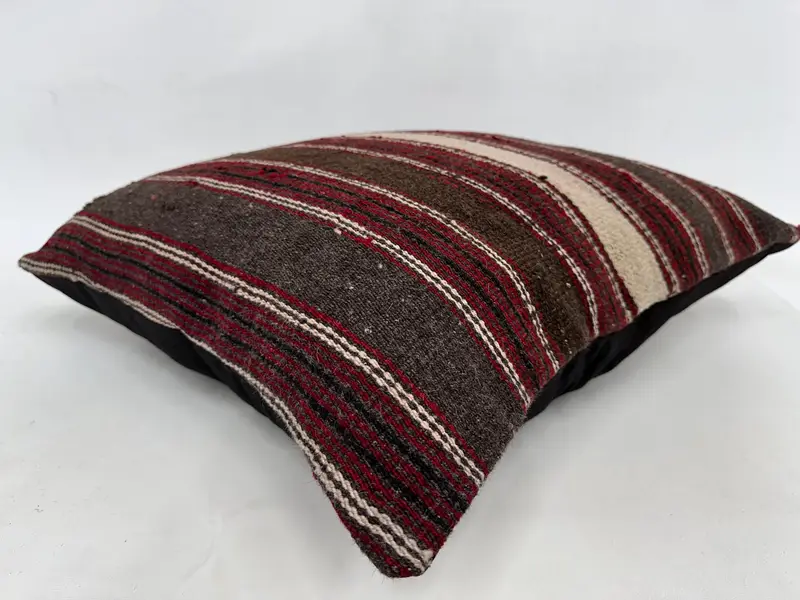 24x24 Red Pillow Cover, Pillow Case, Handmade Kilim Cushion, Turkish Kilim Pillow, Handmade Pillow Sham, Pet Pillow Case, Throw Kilim Pillow - 6