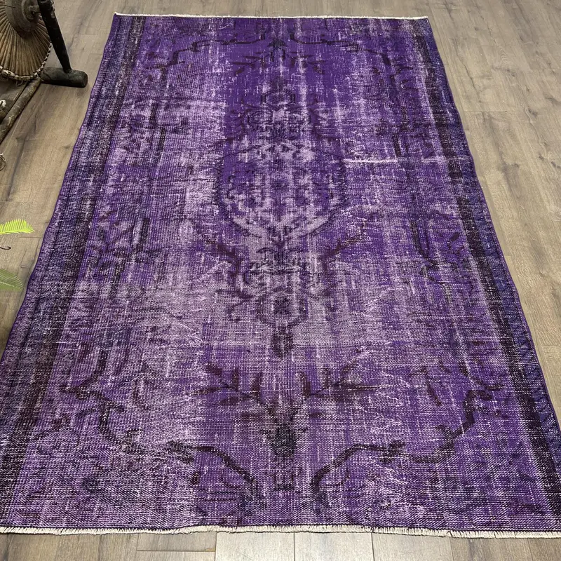 Purple Oriental Rug, 5.3x8.3 ft Elegant Decor