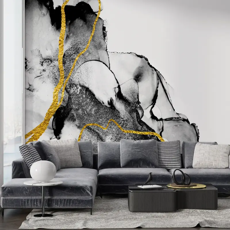 Wall Paper Peel and Stick, Gold Wall Mural, Modern Wall Decor, Custom Wall Paper, , 3d Wall Paper, Alcohol Ink Wallpaper, - 2