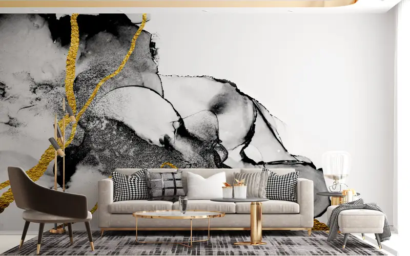 Wall Paper Peel and Stick, Gold Wall Mural, Modern Wall Decor, Custom Wall Paper, , 3d Wall Paper, Alcohol Ink Wallpaper, - 10
