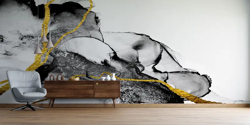 Wall Paper Peel and Stick, Gold Wall Mural, Modern Wall Decor, Custom Wall Paper, , 3d Wall Paper, Alcohol Ink Wallpaper, - 8
