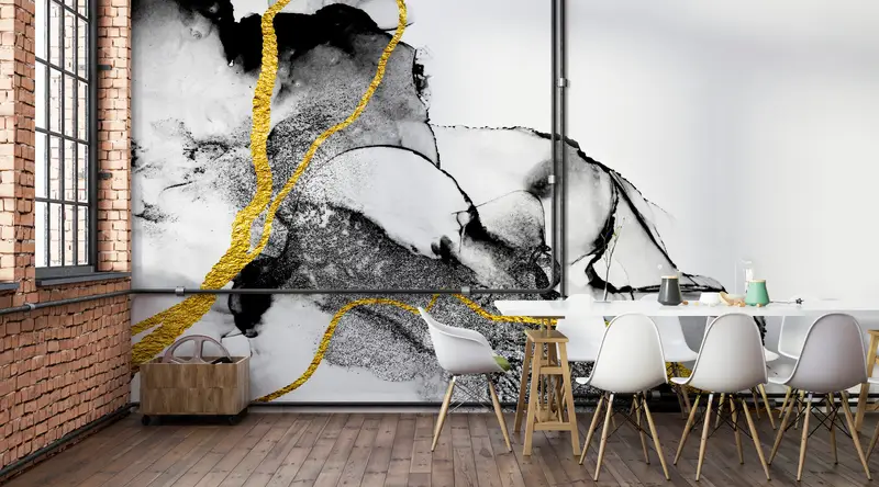 Wall Paper Peel and Stick, Gold Wall Mural, Modern Wall Decor, Custom Wall Paper, , 3d Wall Paper, Alcohol Ink Wallpaper, - 5
