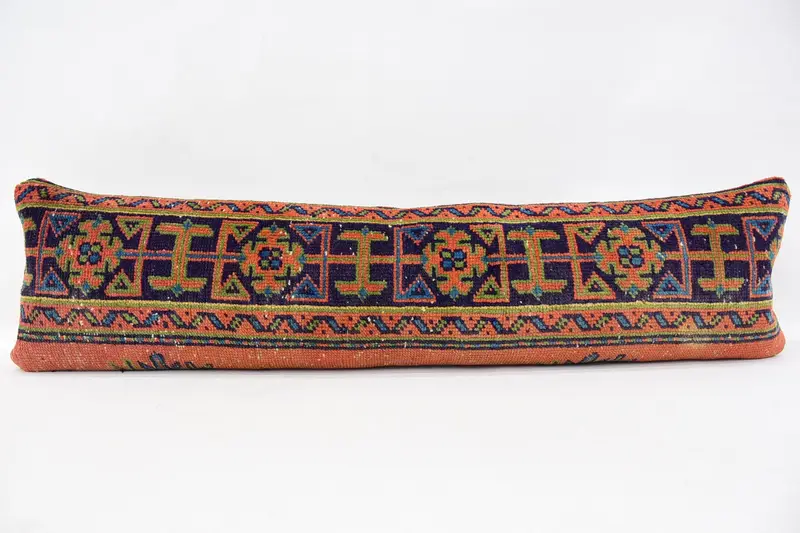 Boho Pillow, Armchair Cushion, Crochet Pattern Pillow Case, Turkish Pillow, 12x48 Red Cushion, Chair Cushion Cover, Pillow, Kilim Pillow Cover - 1