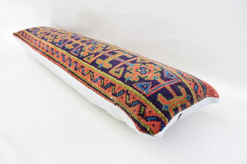 Boho Pillow, Armchair Cushion, Crochet Pattern Pillow Case, Turkish Pillow, 12x48 Red Cushion, Chair Cushion Cover, Pillow, Kilim Pillow Cover - 6