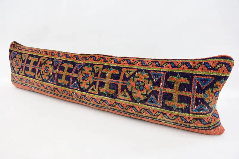 Boho Pillow, Armchair Cushion, Crochet Pattern Pillow Case, Turkish Pillow, 12x48 Red Cushion, Chair Cushion Cover, Pillow, Kilim Pillow Cover - 5