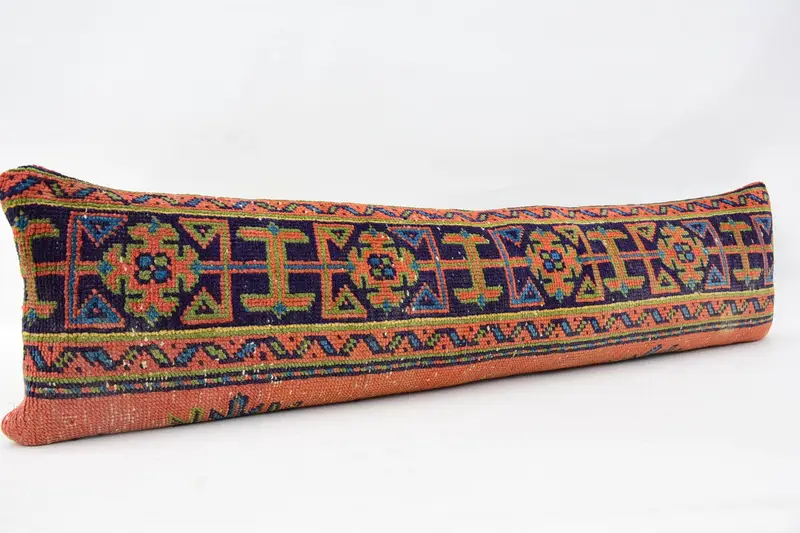 Boho Pillow, Armchair Cushion, Crochet Pattern Pillow Case, Turkish Pillow, 12x48 Red Cushion, Chair Cushion Cover, Pillow, Kilim Pillow Cover - 3