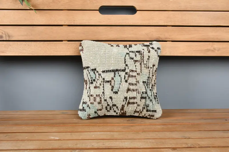 Pastel Cushion Case, Farmhouse Cushion Case, Throw Kilim Pillow, Gift Pillow, Home Decor Pillow, 12x12 Beige Pillow Case, Pillow Sham - 6