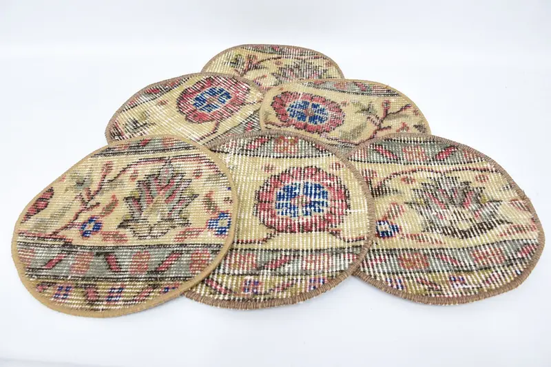 Manteles individuales Boho Beige & Bronze Circle, manteles individuales de lana de algodón Boho