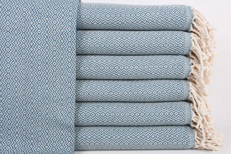 トルコビーチタオル、ペトロールブルー、40x71インチ - 1