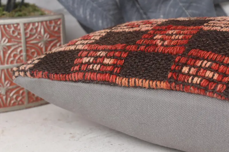 Personalized Gift Pillow Cushion, 8x16 Orange Pillow Case, Pillow for Couch, Turkish Kilim Pillow, Cushion Case, Interior Designer Pillow - 7