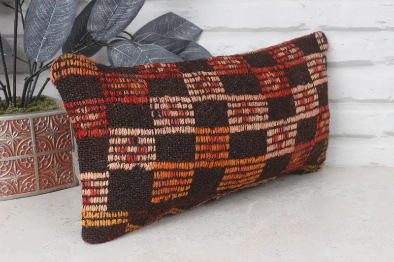 Personalized Gift Pillow Cushion, 8x16 Orange Pillow Case, Pillow for Couch, Turkish Kilim Pillow, Cushion Case, Interior Designer Pillow - 4