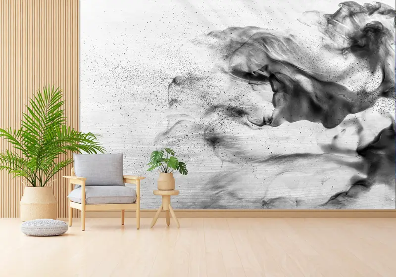 Abstract Wall Mural, Abstract Smoke Wall Mural, Smoke Wall Print, Contemporary Wallpaper, Modern Wall Painting, Smoking Wall Painting, - 4