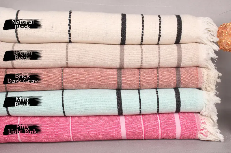 Striped Turkish Towel Organic Cotton Beige, 40x71 Inches