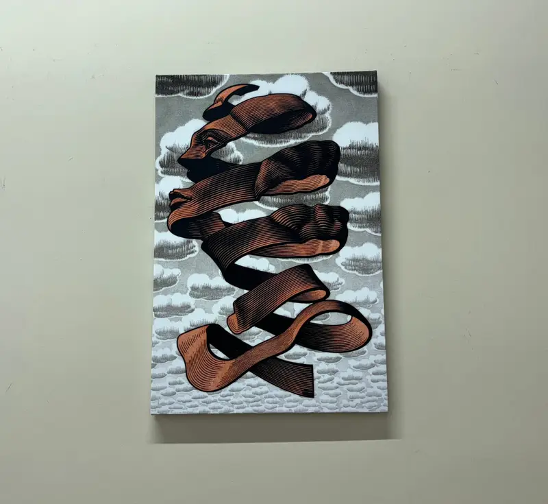 Von Escher inspiriertes abstraktes Gesichtsporträt auf Leinwand