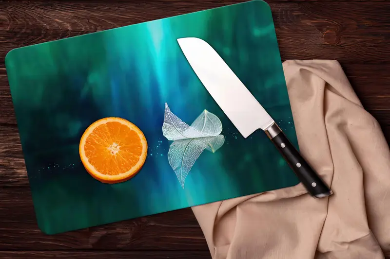 Tabla de cortar de vidrio Nature View con diseño de seguridad templado