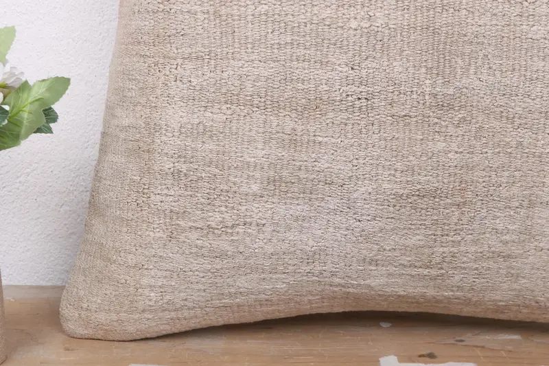 18x18 Beige Pillow Sham, Pillow Cover, Kilim Pillow Cover, Turkish Kilim Pillow, Cotton Pillow Sham, Vintage Kilim Throw Pillow - 3