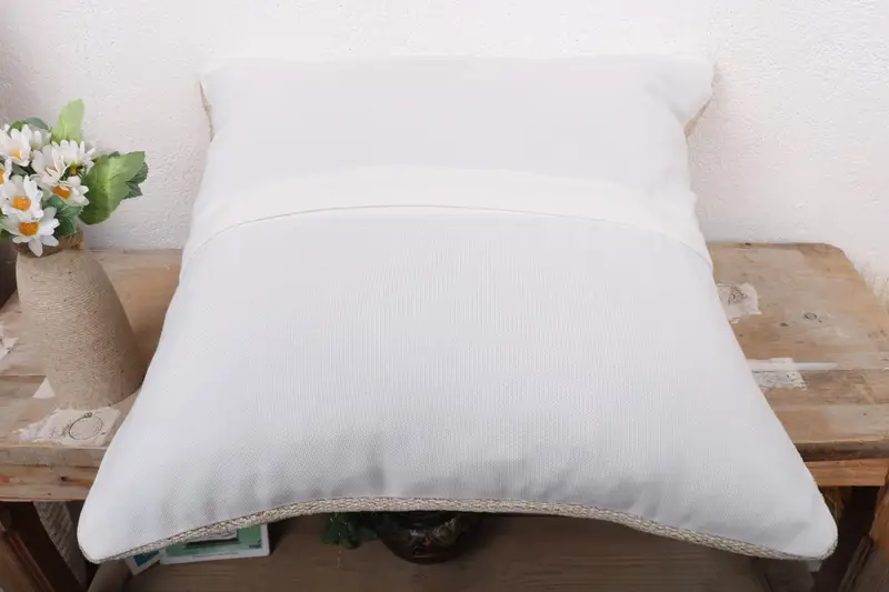 18x18 Beige Pillow Sham, Pillow Cover, Kilim Pillow Cover, Turkish Kilim Pillow, Cotton Pillow Sham, Vintage Kilim Throw Pillow - 7