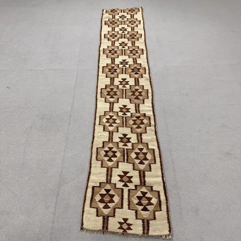1.8x9.1 ft Rug, Runner Turkish Rug, Brown Kilim Ombré Rug - 1