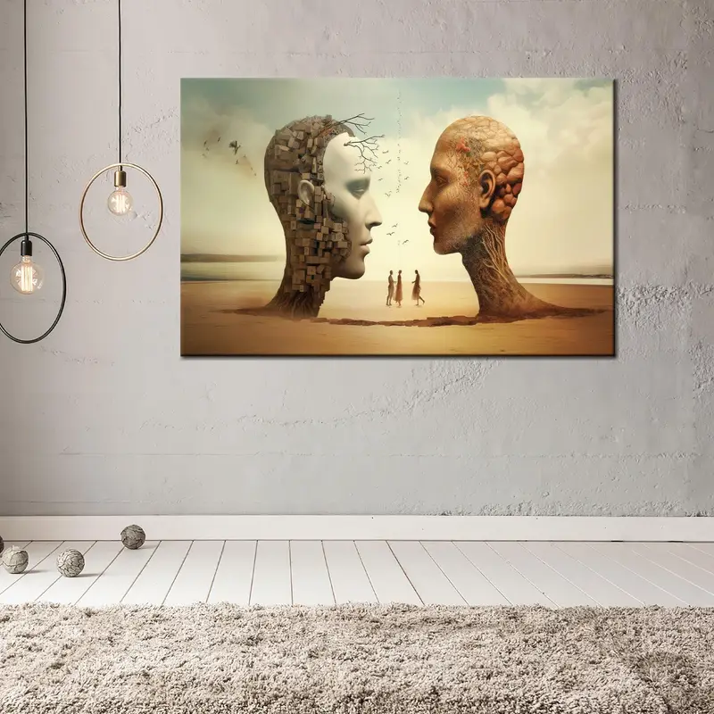 Encantador lienzo abstracto surrealista: castillos de cabezas, castillos de calaveras