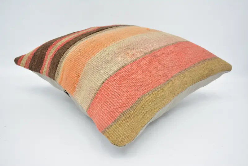 Pillow for Sofa, Ethnic Throw Pillow Sham, Pillow Case, Retro Pillow Sham, 16x16 Orange Pillow Case, Boho Pillow Sham Cover, Turkish Kilim Pillow - 6