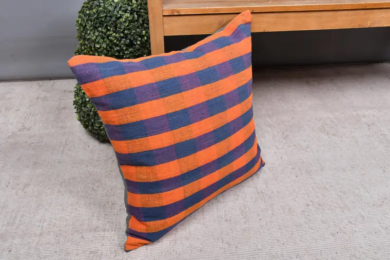 20x20 Orange Pillow Sham, Turkish Pillow, Ethnical Kilim Rug Pillow, Toss Cushion Cover, Boho Pillow Sham Cover, Cushion Cover, Wholesale Pillow - 7