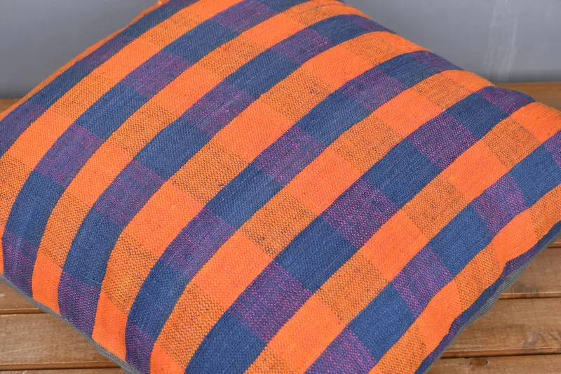 20x20 Orange Pillow Sham, Turkish Pillow, Ethnical Kilim Rug Pillow, Toss Cushion Cover, Boho Pillow Sham Cover, Cushion Cover, Wholesale Pillow - 4