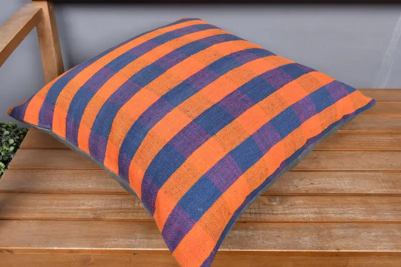 20x20 Orange Pillow Sham, Turkish Pillow, Ethnical Kilim Rug Pillow, Toss Cushion Cover, Boho Pillow Sham Cover, Cushion Cover, Wholesale Pillow - 2