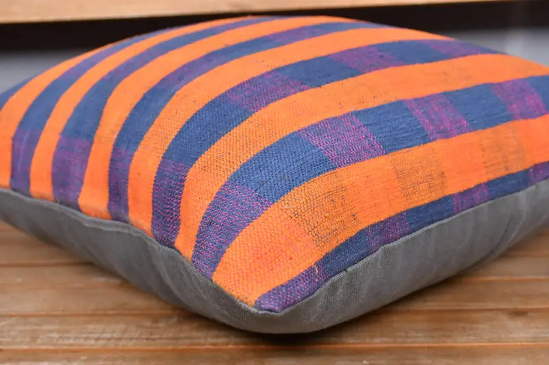 20x20 Orange Pillow Sham, Turkish Pillow, Ethnical Kilim Rug Pillow, Toss Cushion Cover, Boho Pillow Sham Cover, Cushion Cover, Wholesale Pillow - 3