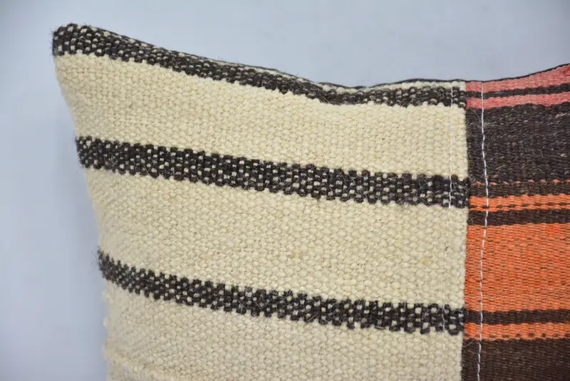 Ethnic Throw Cushion, Ethnical Kilim Rug Pillow, Vintage Pillow, Kilim Pillow Cover, 14x14 White Cushion Cover, Pillow Cover, Ottoman Cushion - 2